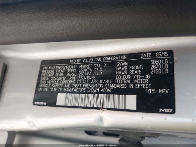 2016 VOLVO V60 CROSS COUNTRY YV4612HK7G1003441 Photo 8