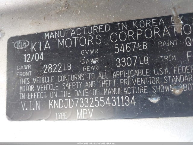 2005 KIA SORENTO KNDJD733255431134 Photo 8