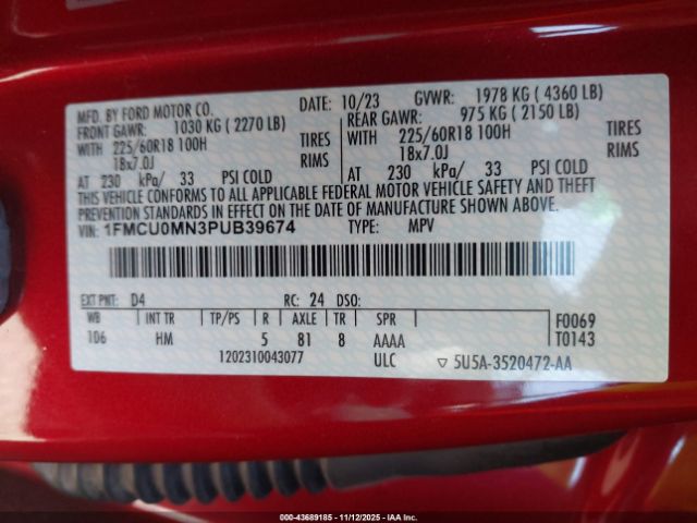 2023 FORD ESCAPE 1FMCU0MN3PUB39674 Photo 8