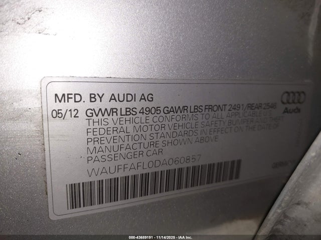 2013 AUDI A4 WAUFFAFL0DA060857 Photo 8