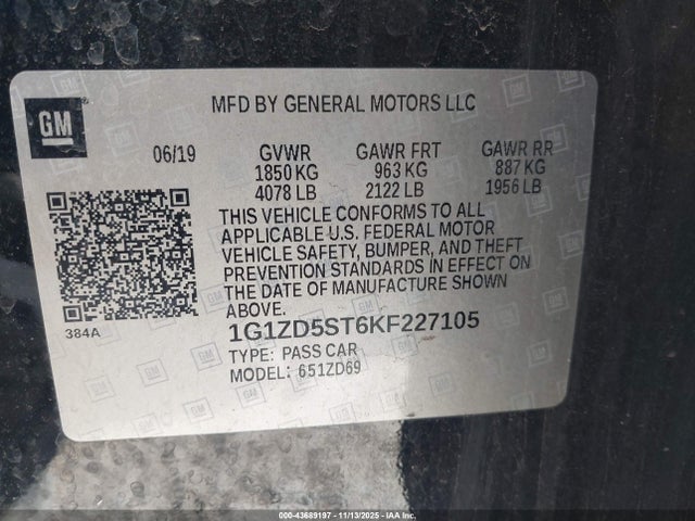 2019 CHEVROLET MALIBU 1G1ZD5ST6KF227105 Photo 8