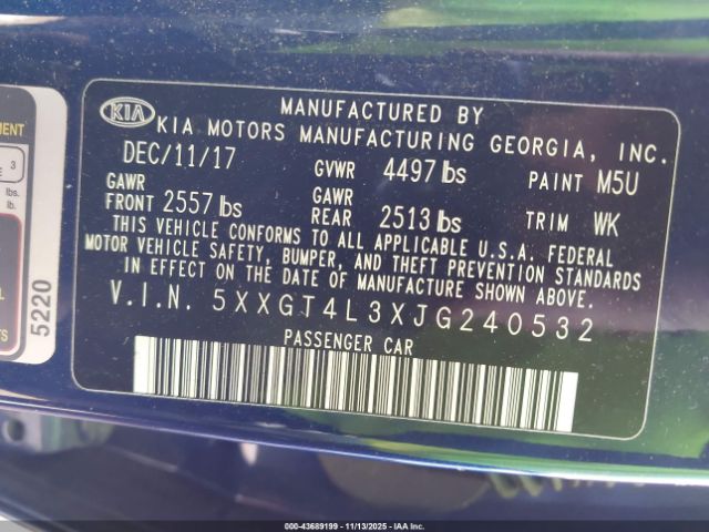 2018 KIA OPTIMA 5XXGT4L3XJG240532 Photo 8