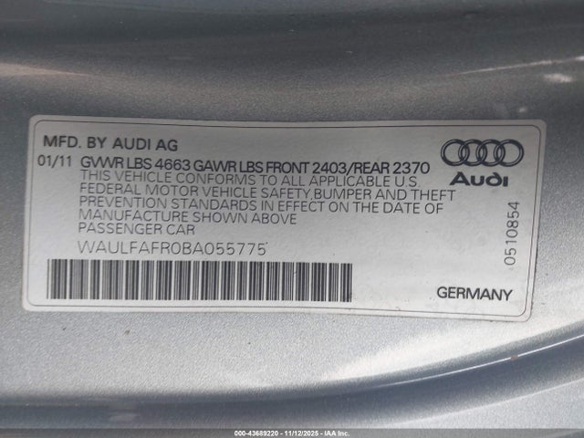 2011 AUDI A5 WAULFAFR0BA055775 Photo 8