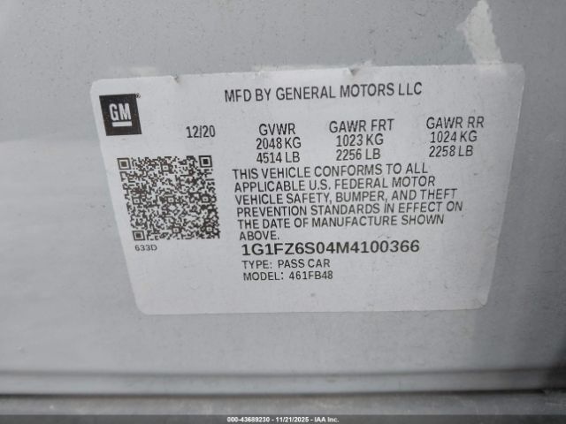 2021 CHEVROLET BOLT EV 1G1FZ6S04M4100366 Photo 8