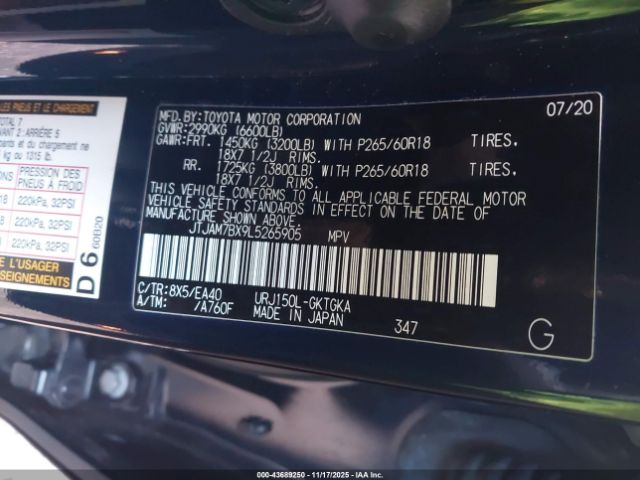 2020 LEXUS GX 460 JTJAM7BX9L5265905 Photo 8