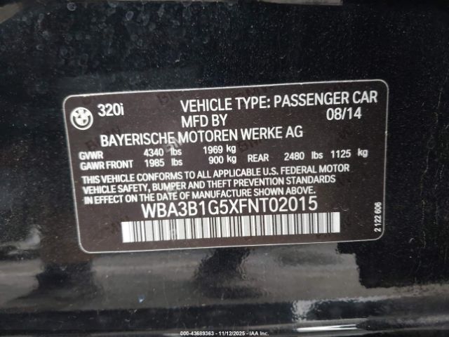 2015 BMW 320I WBA3B1G5XFNT02015 Photo 8