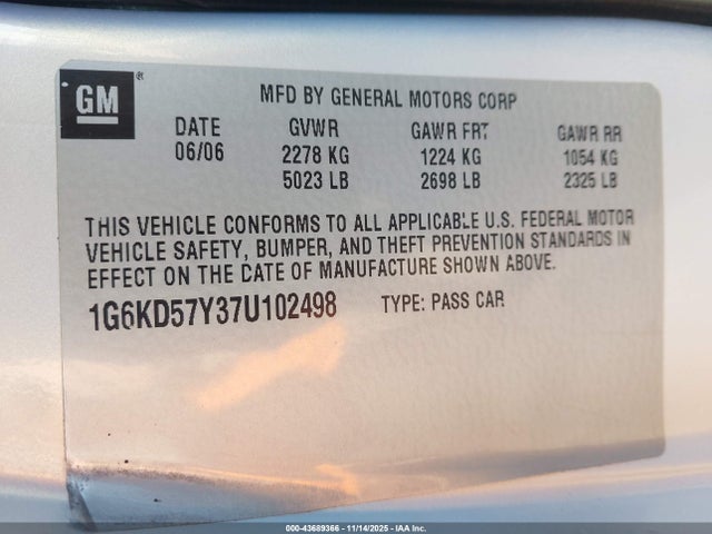 2007 CADILLAC DTS 1G6KD57Y37U102498 Photo 8