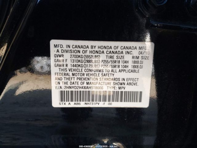 2010 ACURA MDX 2HNYD2H4XAH518666 Photo 8