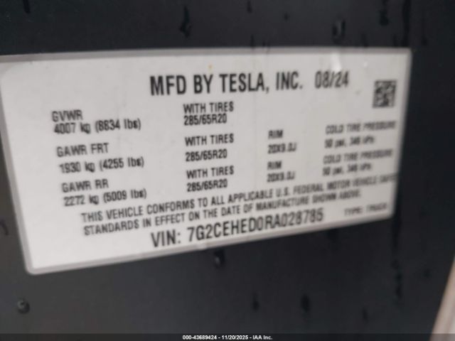 2024 TESLA CYBERTRUCK 7G2CEHED0RA028785 Photo 8