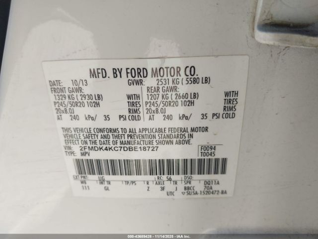 2013 FORD EDGE 2FMDK4KC7DBE18727 Photo 8