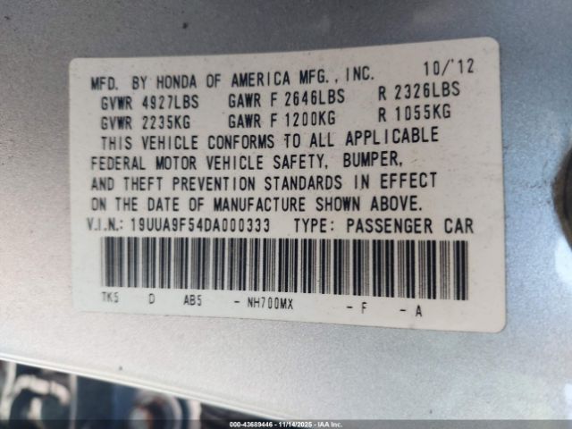 2013 ACURA TL 19UUA9F54DA000333 Photo 8