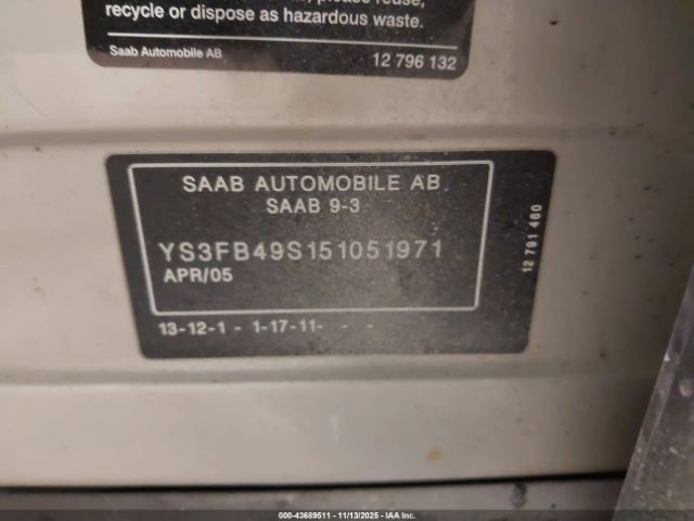 2005 SAAB 9-3 YS3FB49S151051971 Photo 8