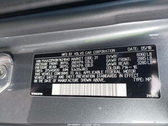 2019 VOLVO XC90 YV4A22PK8K1421640 Photo 8