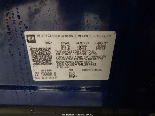 2022 CHEVROLET EQUINOX 3GNAXUEV7NL287981 Photo 8