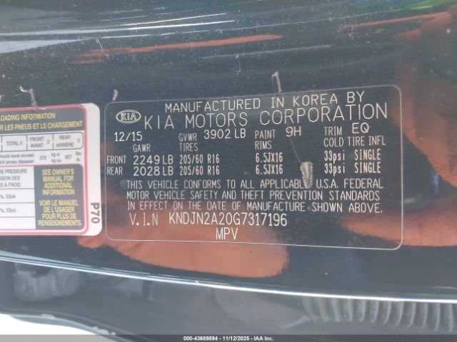 2016 KIA SOUL KNDJN2A20G7317196 Photo 8