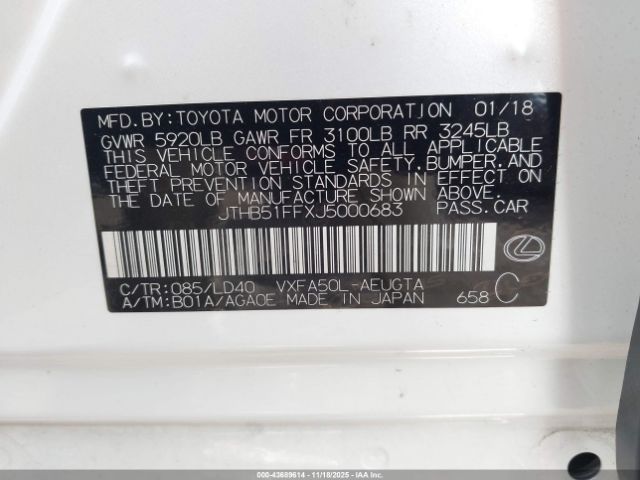 2018 LEXUS LS 500 JTHB51FFXJ5000683 Photo 8