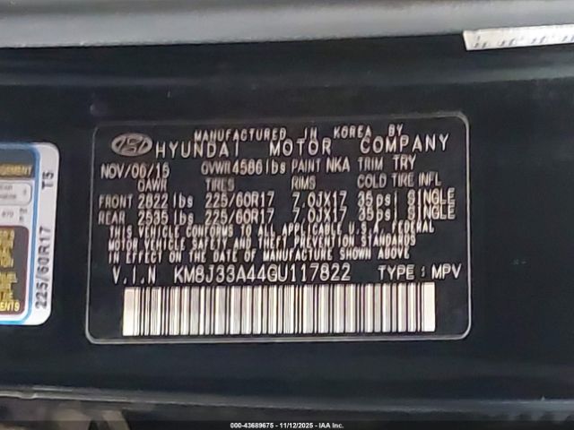2016 HYUNDAI TUCSON KM8J33A44GU117822 Photo 8