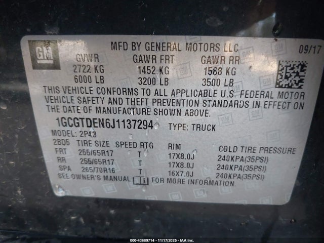 1GCGTDEN6J1137294 Chevrolet Colorado Z71