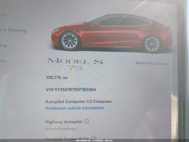 2016 TESLA MODEL S 5YJSA1E11GF160364 Photo 6