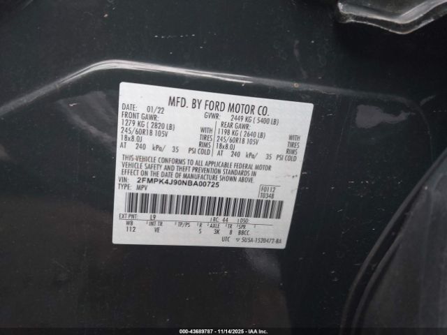 2022 FORD EDGE 2FMPK4J90NBA00725 Photo 8