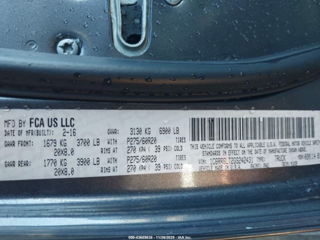 2016 RAM 1500 1C6RR6LT2GS242431 Photo 8