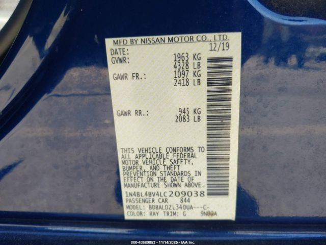 2020 NISSAN ALTIMA 1N4BL4BV4LC209038 Photo 8