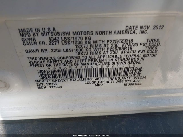 2013 MITSUBISHI OUTLANDER SPORT 4A4AR4AU4DE009739 Photo 8