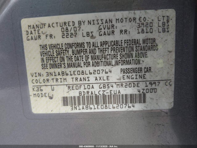 2008 NISSAN SENTRA 3N1AB61E08L620764 Photo 8