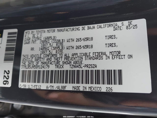 Toyota t24a-fts 2025 3TMLB5JN5SM124179 Image 9