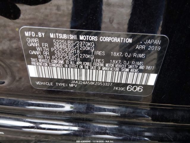 2019 MITSUBISHI OUTLANDER PHEV JA4J24A58KZ053327 Photo 8