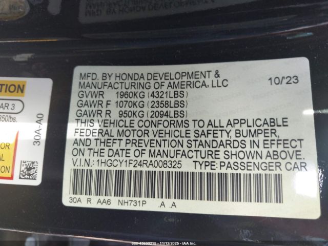 2024 HONDA ACCORD 1HGCY1F24RA008325 Photo 8