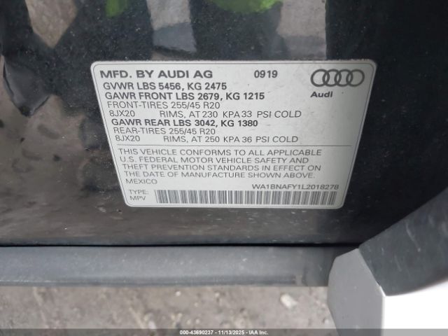 2020 AUDI Q5 WA1BNAFY1L2018278 Photo 8