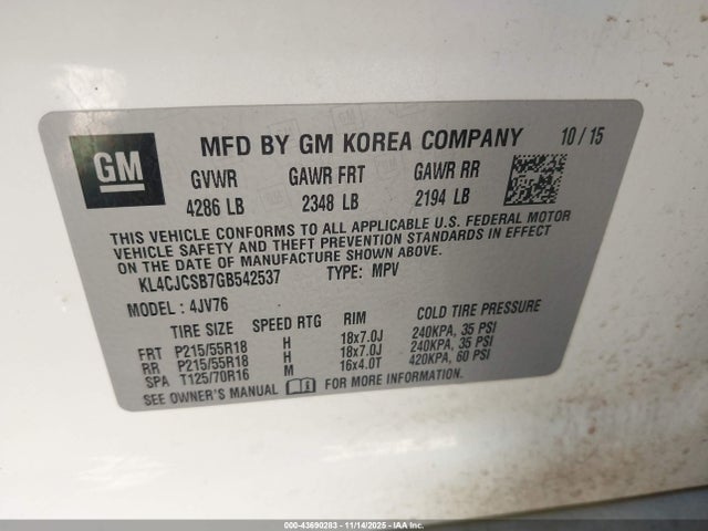 Buick Encore Leather 2016 KL4CJCSB7GB542537 Image 9
