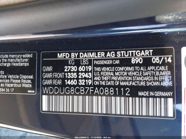 2015 MERCEDES-BENZ S 550 WDDUG8CB7FA088112 Photo 8