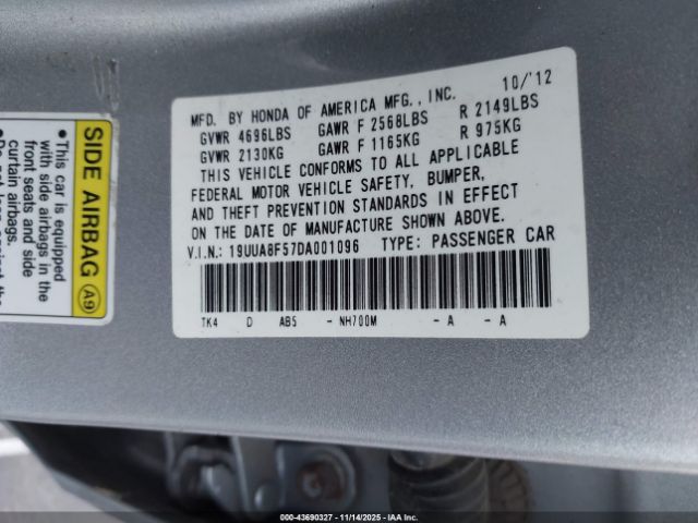 2013 ACURA TL 19UUA8F57DA001096 Photo 8