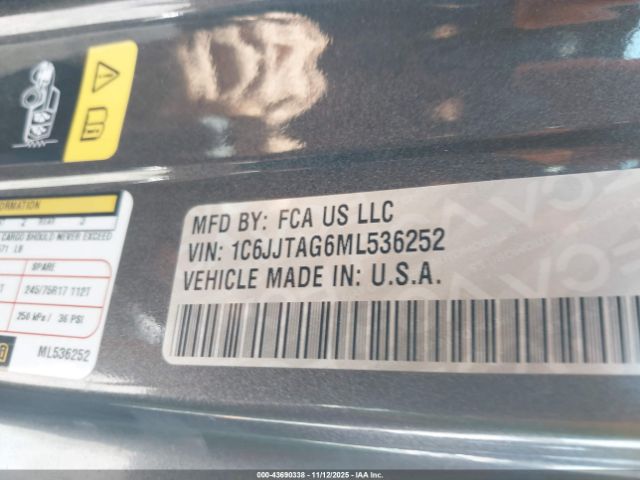 2021 JEEP GLADIATOR 1C6JJTAG6ML536252 Photo 8