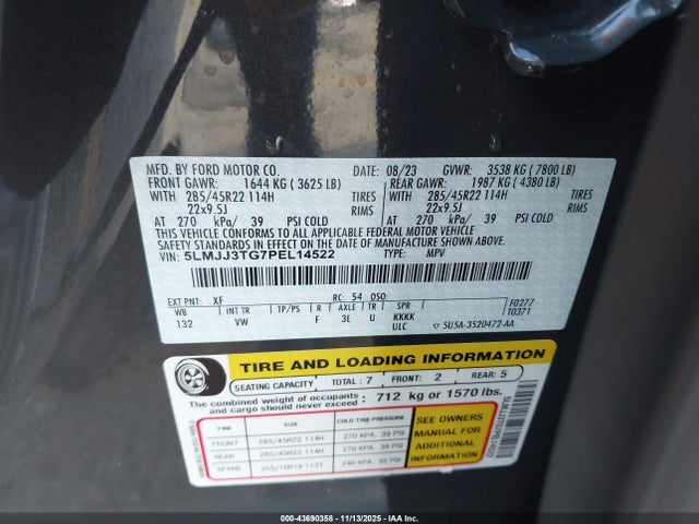 5LMJJ3TG7PEL14522 Lincoln Navigator Black Label L