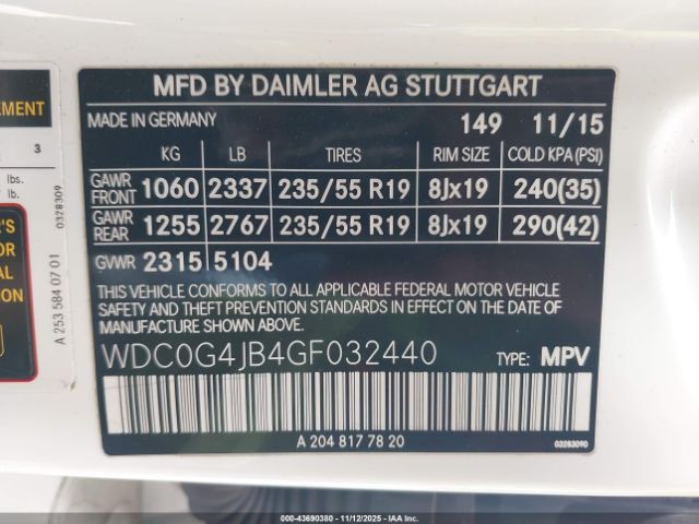 2016 MERCEDES-BENZ GLC 300 WDC0G4JB4GF032440 Photo 8