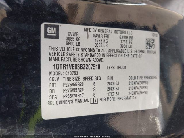 2011 GMC SIERRA 1500 1GTR1VE03BZ207510 Photo 8