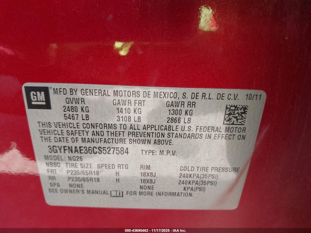 2012 CADILLAC SRX 3GYFNAE36CS527584 Photo 8