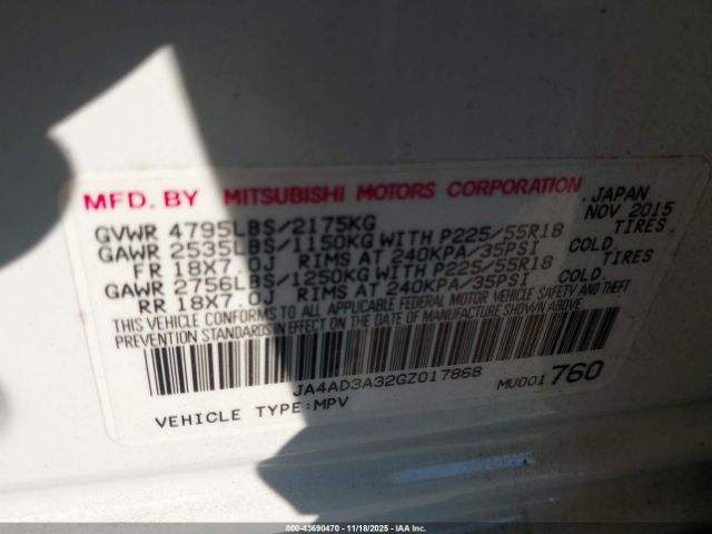 2016 MITSUBISHI OUTLANDER JA4AD3A32GZ017868 Photo 8