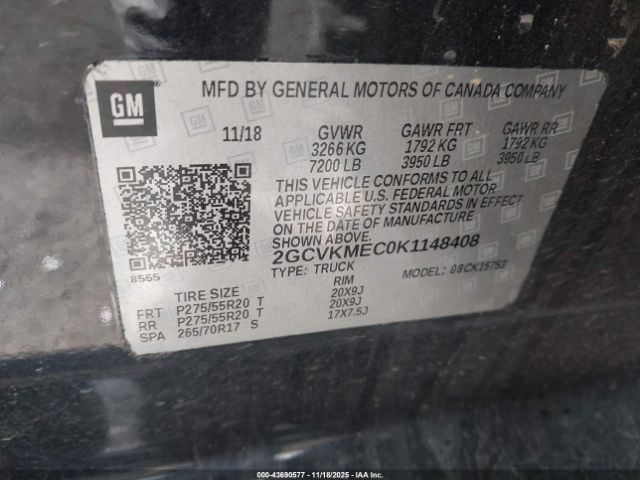 2019 CHEVROLET SILVERADO 1500 LD 2GCVKMEC0K1148408 Photo 8