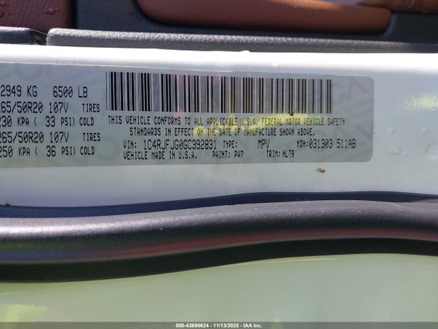 2016 JEEP GRAND CHEROKEE 1C4RJFJG0GC392831 Photo 8