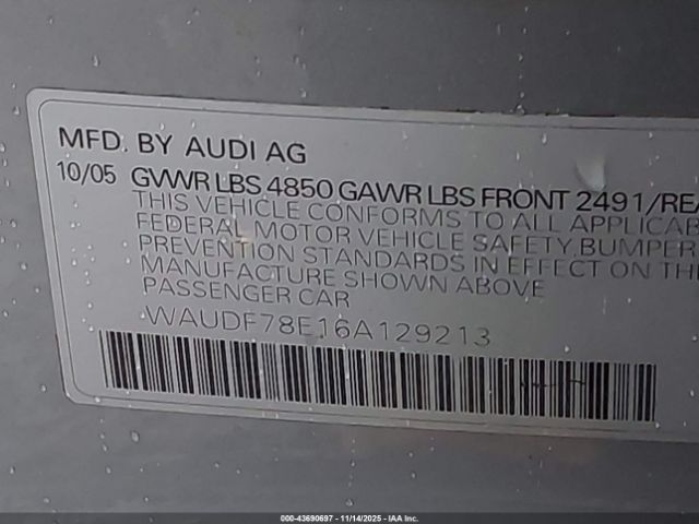 2006 AUDI A4 WAUDF78E16A129213 Photo 8