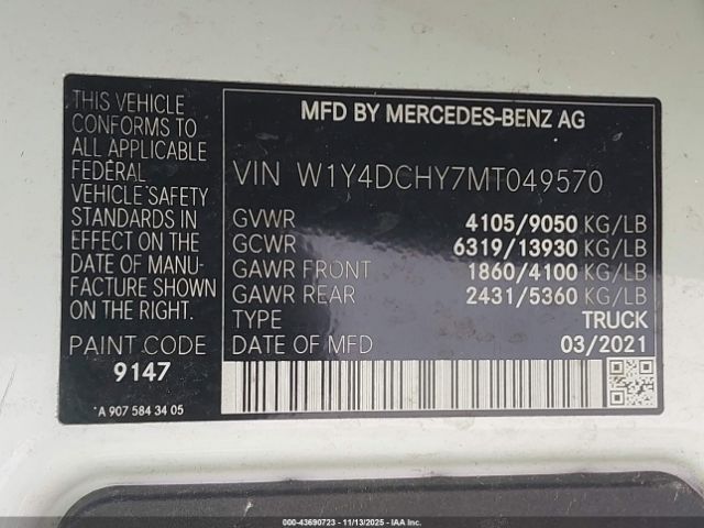 2021 MERCEDES-BENZ SPRINTER 2500 W1Y4DCHY7MT049570 Photo 8
