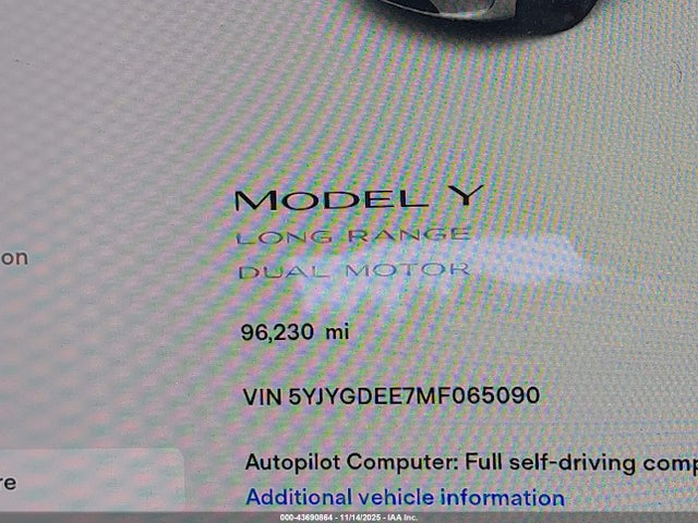 2021 TESLA MODEL Y 5YJYGDEE7MF065090 Photo 6