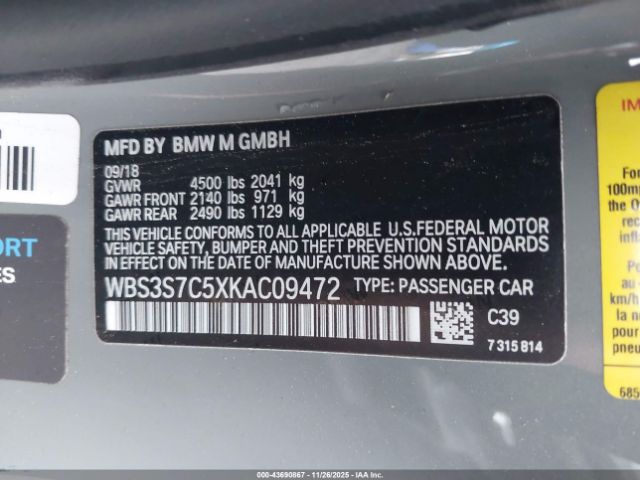 2019 BMW M4 WBS3S7C5XKAC09472 Photo 8