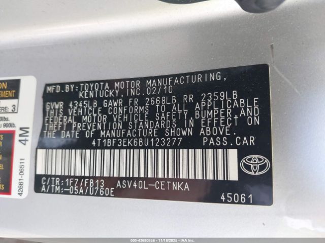 2011 TOYOTA CAMRY 4T1BF3EK6BU123277 Photo 8