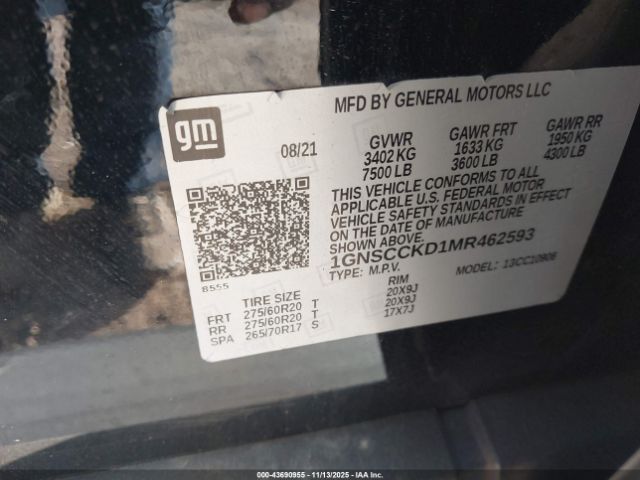 2021 CHEVROLET SUBURBAN 1GNSCCKD1MR462593 Photo 8
