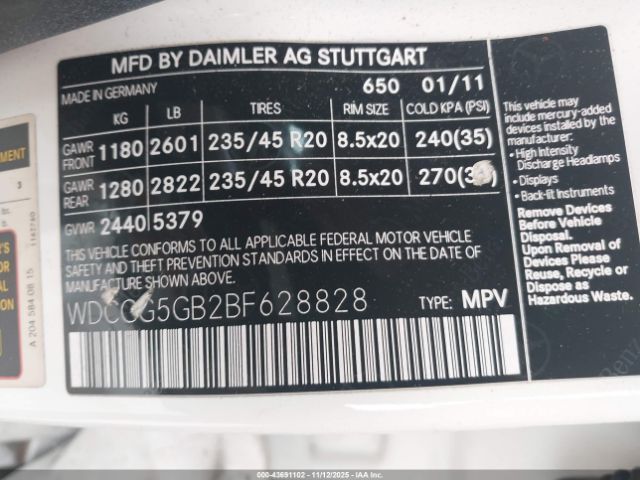 2011 MERCEDES-BENZ GLK 350 WDCGG5GB2BF628828 Photo 8